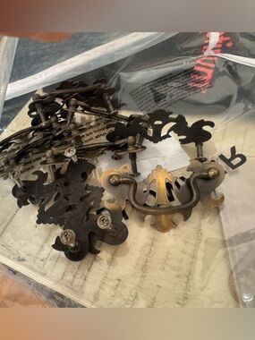 Antique-Style Brass Drop Drawer Pulls - Ornate Hardware set of 10 2.5” centres